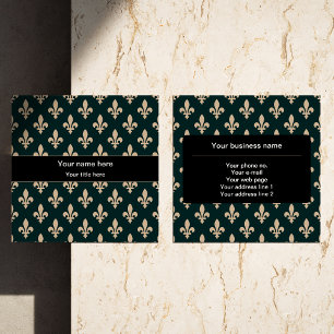 Fleur de Lis Patroon, Frans, Koninklijk, Crème, Gr Vierkante Visitekaartje