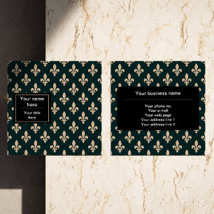 Fleur de Lis Patroon, Frans, Koninklijk, Crème, Gr Vierkante Visitekaartje