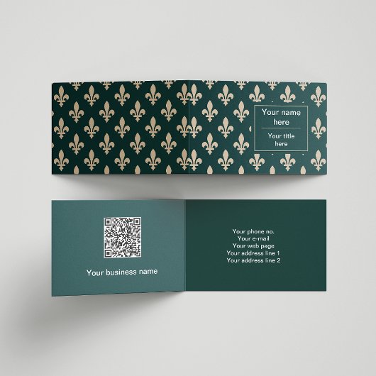 Fleur de Lis Patroon, Frans, Koninklijk, Crème, Gr Visitekaartje