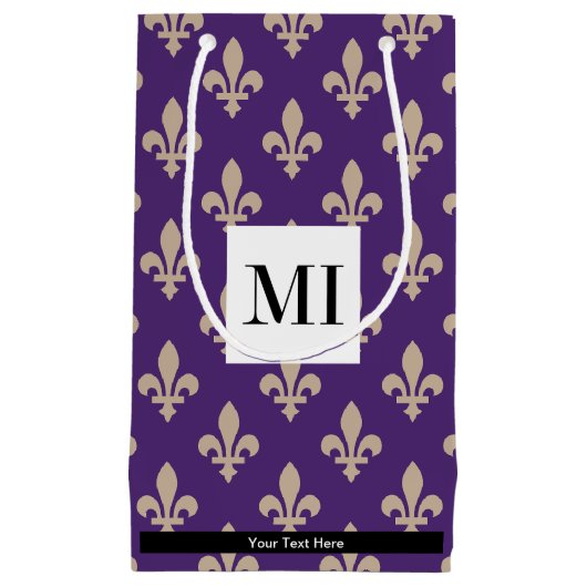 Fleur de Lis-patroon, Frans, Koninklijk, Crème, Pa Klein Cadeauzakje (Voorkant)