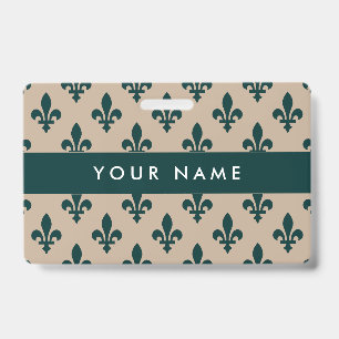 Fleur de Lis-patroon, Frans, Koninklijk, Groen Badge