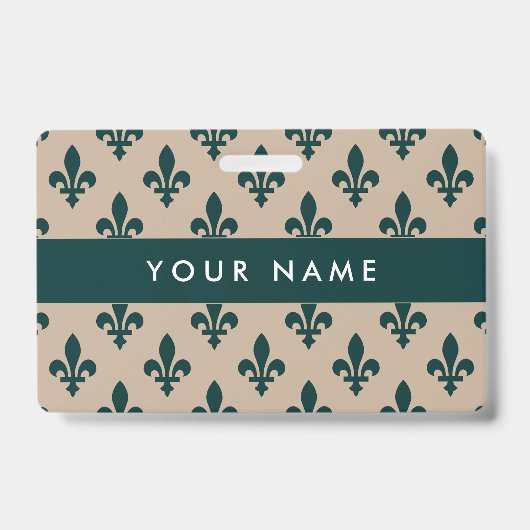 Fleur de Lis-patroon, Frans, Koninklijk, Groen Badge (Voorzijde)