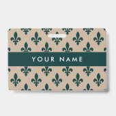 Fleur de Lis-patroon, Frans, Koninklijk, Groen Badge (Achterkant)