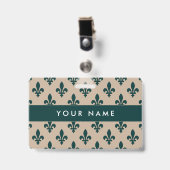 Fleur de Lis-patroon, Frans, Koninklijk, Groen Badge (Voorzijde met clip)