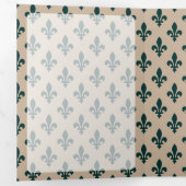 Fleur de Lis Patroon, Frans, Koninklijk, Groen Drieluik Kaart (Binnenzijde eerst)