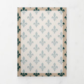 Fleur de Lis Patroon, Frans, Koninklijk, Groen Drieluik Kaart (Cover)