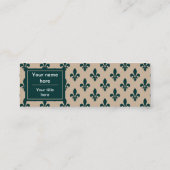 Fleur de Lis Patroon, Frans, Koninklijk, Groen Mini Visitekaartje (Achterkant)