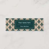 Fleur de Lis Patroon, Frans, Koninklijk, Groen Mini Visitekaartje (Achterkant)