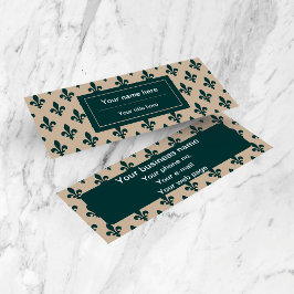 Fleur de Lis Patroon, Frans, Koninklijk, Groen Mini Visitekaartje