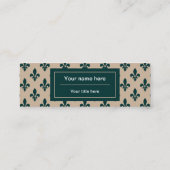 Fleur de Lis Patroon, Frans, Koninklijk, Groen Mini Visitekaartje (Achterkant)