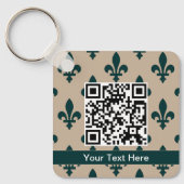Fleur de Lis Patroon, Frans, Koninklijk, Groen Sleutelhanger (Voorkant)
