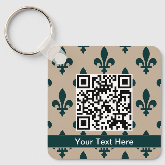 Fleur de Lis Patroon, Frans, Koninklijk, Groen Sleutelhanger (Voorkant)