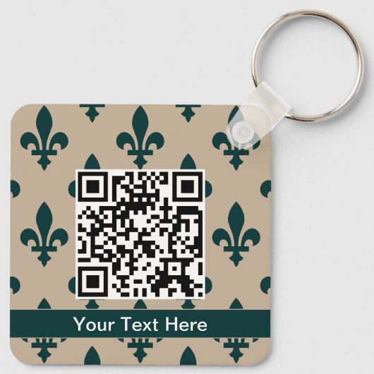 Fleur de Lis Patroon, Frans, Koninklijk, Groen Sleutelhanger (Achterkant)