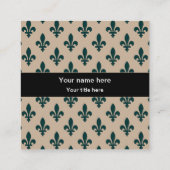 Fleur de Lis Patroon, Frans, Koninklijk, Groen Vierkante Visitekaartje (Achterkant)