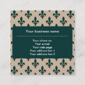 Fleur de Lis Patroon, Frans, Koninklijk, Groen Vierkante Visitekaartje (Voorkant)
