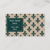 Fleur de Lis Patroon, Frans, Koninklijk, Groen Visitekaartje (Achterkant)