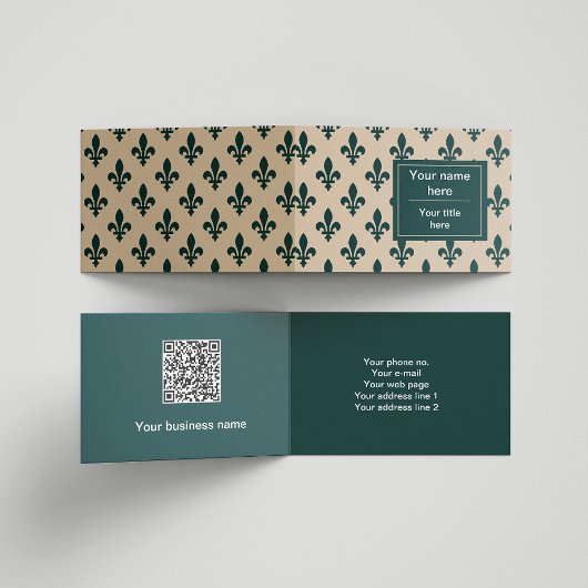 Fleur de Lis Patroon, Frans, Koninklijk, Groen Visitekaartje