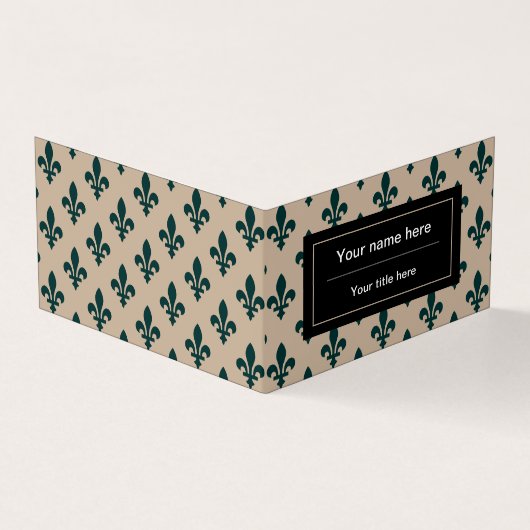 Fleur de Lis Patroon, Frans, Koninklijk, Groen Visitekaartje (Buitenkant)