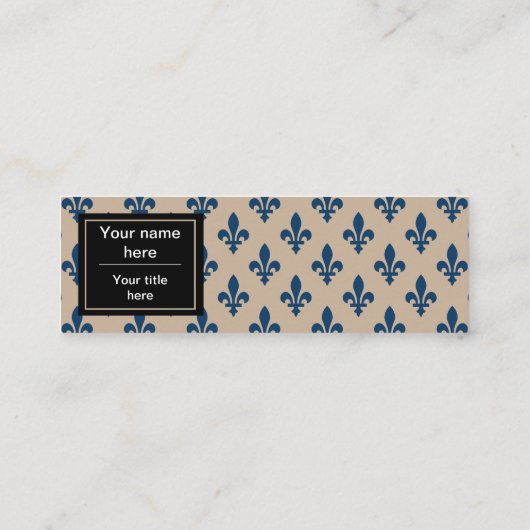 Fleur de Lis Patroon, Frans, Koninklijk, Marine Bl Mini Visitekaartje (Achterkant)