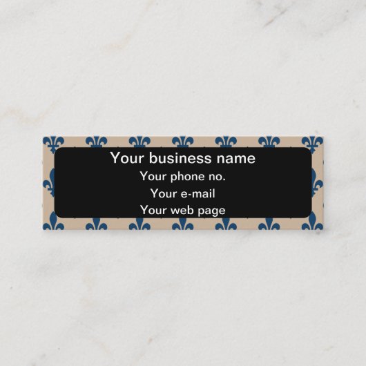 Fleur de Lis Patroon, Frans, Koninklijk, Marine Bl Mini Visitekaartje (Voorkant)
