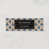 Fleur de Lis Patroon, Frans, Koninklijk, Marine Bl Mini Visitekaartje (Achterkant)