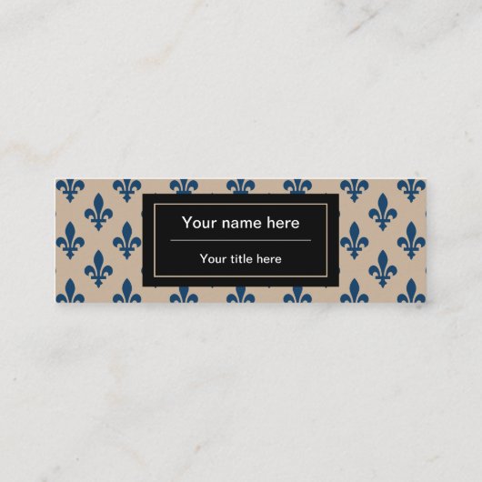 Fleur de Lis Patroon, Frans, Koninklijk, Marine Bl Mini Visitekaartje (Achterkant)