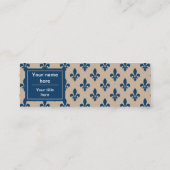 Fleur de Lis Patroon, Frans, Koninklijk, Marine Bl Mini Visitekaartje (Achterkant)