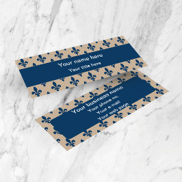 Fleur de Lis Patroon, Frans, Koninklijk, Marine Bl Mini Visitekaartje