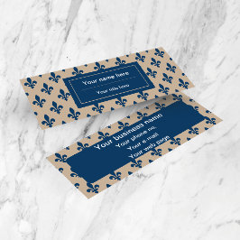 Fleur de Lis Patroon, Frans, Koninklijk, Marine Bl Mini Visitekaartje