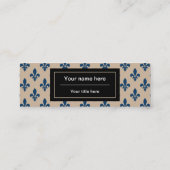 Fleur de Lis Patroon, Frans, Koninklijk, Marine Bl Mini Visitekaartje (Achterkant)