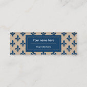 Fleur de Lis Patroon, Frans, Koninklijk, Marine Bl Mini Visitekaartje (Achterkant)