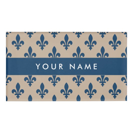 Fleur de Lis Patroon, Frans, Koninklijk, Marine Bl Naambadge (Voorkant)