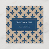 Fleur de Lis Patroon, Frans, Koninklijk, Marine Bl Vierkante Visitekaartje (Achterkant)