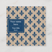 Fleur de Lis Patroon, Frans, Koninklijk, Marine Bl Vierkante Visitekaartje (Achterkant)