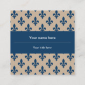 Fleur de Lis Patroon, Frans, Koninklijk, Marine Bl Vierkante Visitekaartje (Achterkant)