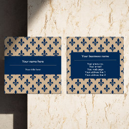 Fleur de Lis Patroon, Frans, Koninklijk, Marine Bl Vierkante Visitekaartje