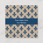 Fleur de Lis Patroon, Frans, Koninklijk, Marine Bl Vierkante Visitekaartje (Achterkant)