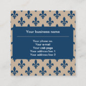 Fleur de Lis Patroon, Frans, Koninklijk, Marine Bl Vierkante Visitekaartje (Voorkant)