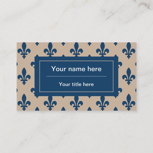 Fleur de Lis Patroon, Frans, Koninklijk, Marine Bl Visitekaartje (Achterkant)