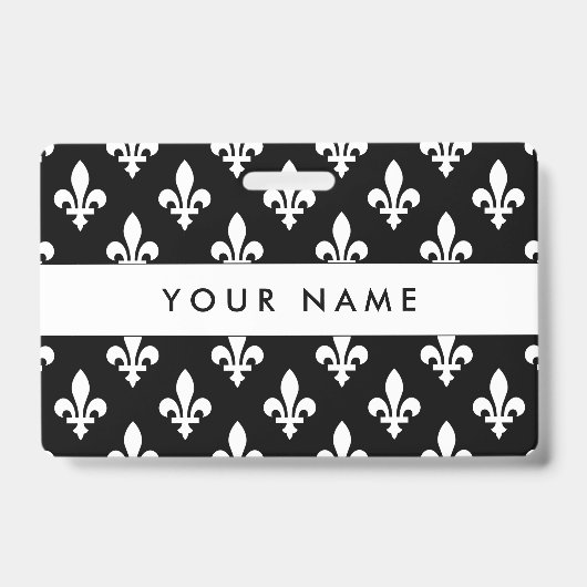 Fleur de Lis Patroon, Frans, Koninklijk, Wit Badge (Voorzijde)
