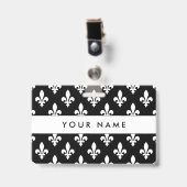 Fleur de Lis Patroon, Frans, Koninklijk, Wit Badge (Voorzijde met clip)