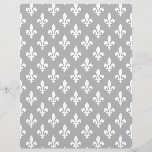 Fleur de Lis Patroon, Frans, Koninklijk, Wit Flyer (Voorkant)