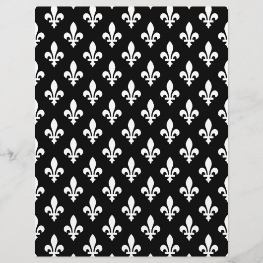 Fleur de Lis Patroon, Frans, Koninklijk, Wit Flyer (Achterkant)
