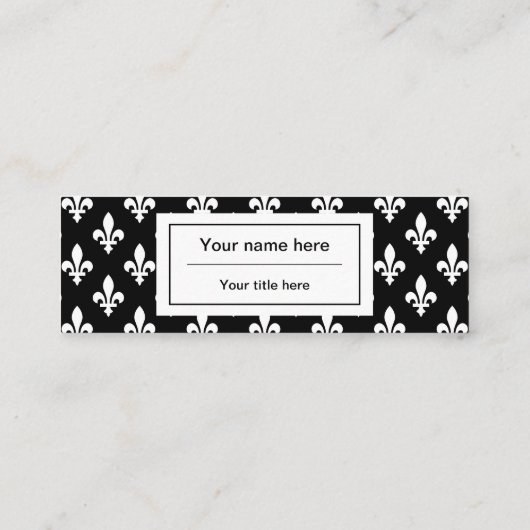 Fleur de Lis Patroon, Frans, Koninklijk, Wit Mini Visitekaartje (Achterkant)