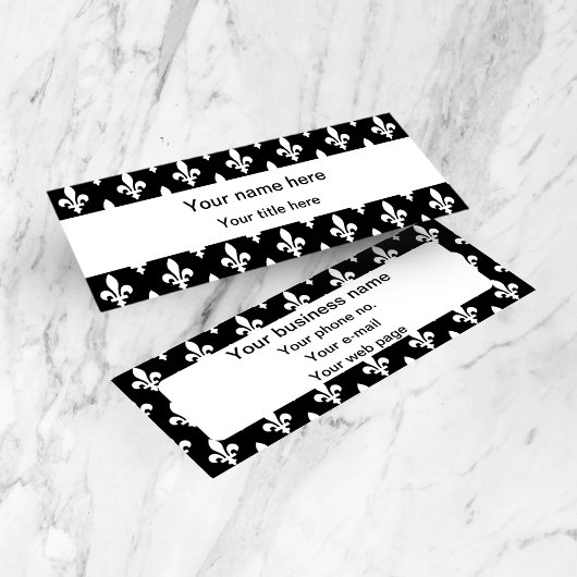 Fleur de Lis Patroon, Frans, Koninklijk, Wit Mini Visitekaartje