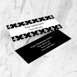 Fleur de Lis Patroon, Frans, Koninklijk, Wit Mini Visitekaartje