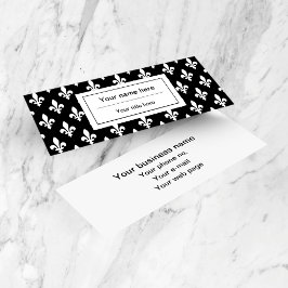 Fleur de Lis Patroon, Frans, Koninklijk, Wit Mini Visitekaartje