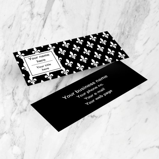 Fleur de Lis Patroon, Frans, Koninklijk, Wit Mini Visitekaartje