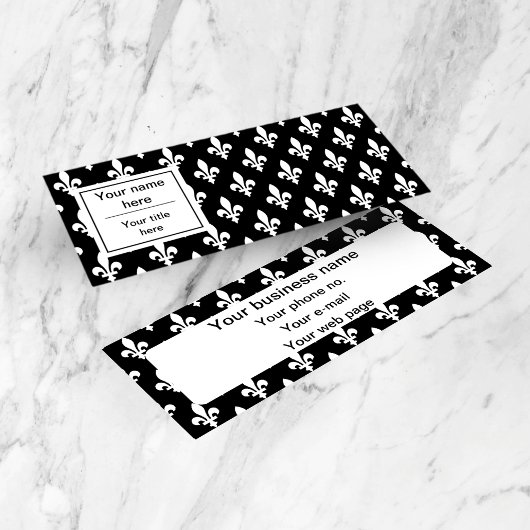 Fleur de Lis Patroon, Frans, Koninklijk, Wit Mini Visitekaartje