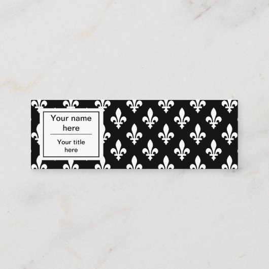 Fleur de Lis Patroon, Frans, Koninklijk, Wit Mini Visitekaartje (Achterkant)